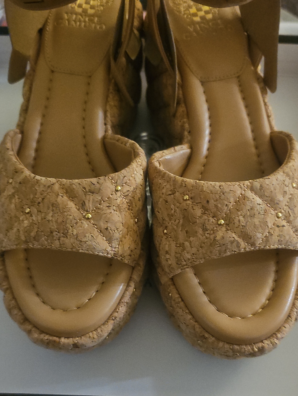 Sold Out Vince Camuto Summer Tan Cork Platform Comfy Sandals Heels Shoes - Picture 4 of 16